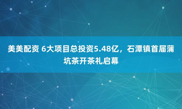 美美配资 6大项目总投资5.48亿，石潭镇首届蒲坑茶开茶礼启幕